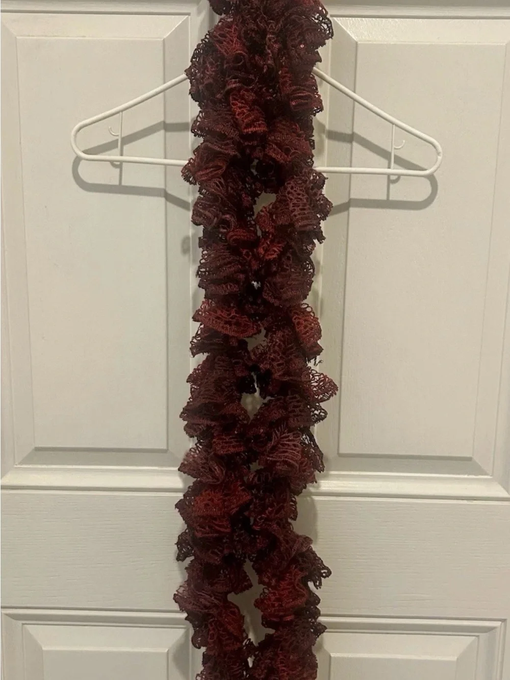 Women's Burgundy Ruffle Scarf